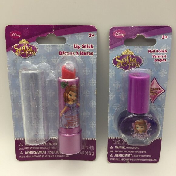 Disney Princess Sofia the First Makeup Play Pink Lip Stick Purple Nail Polish - Picture 1 of 5